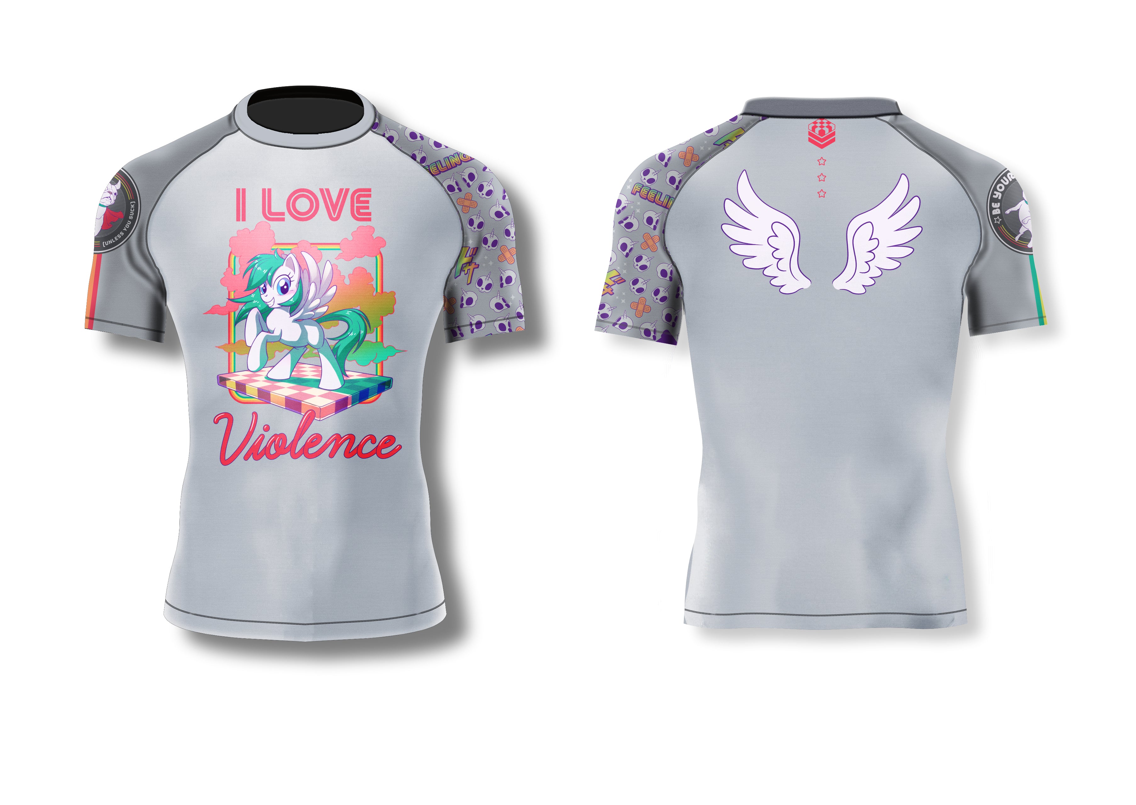 Unicorn Short Sleeve Rashguard (Gray)